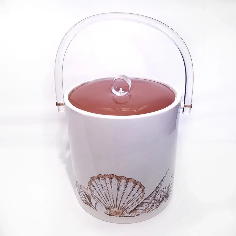 Mid Century Seashell Ice Bucket Lucite Vintage Bar Decor